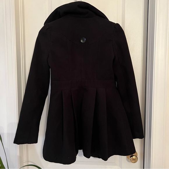 Black Flared Pea Coat - Picture 5 of 7